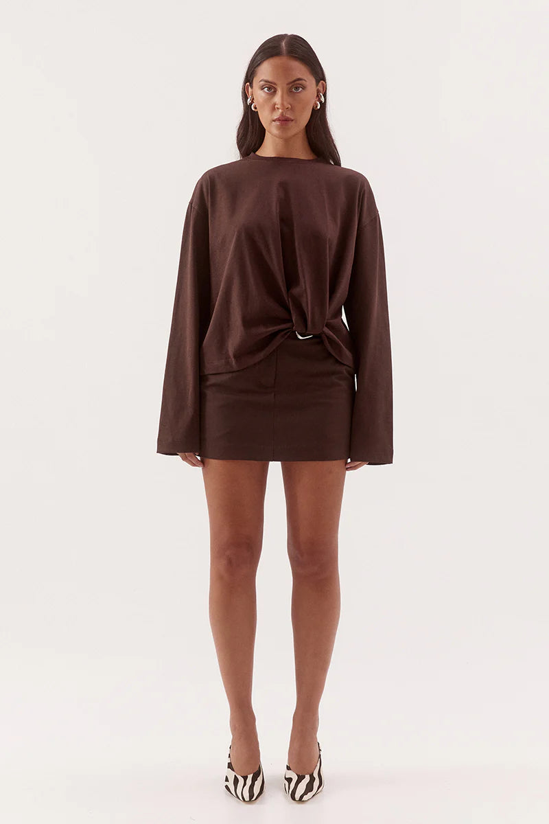 SOVERE Womens Izel Long Sleeve Top in Espresso