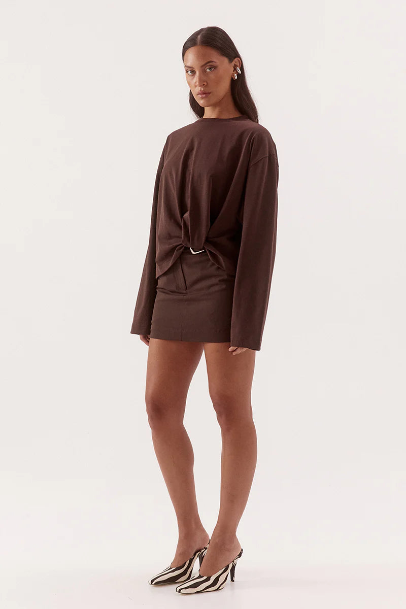 SOVERE Womens Izel Long Sleeve Top in Espresso