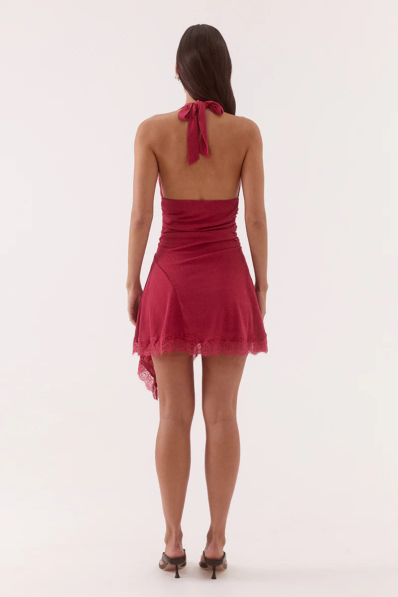 SOVERE Womens Loni Mini Dress in Berry
