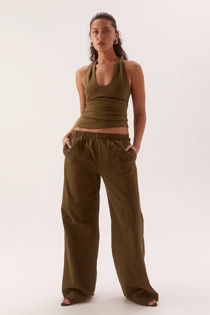 SOVERE Womens Lora Tank in Deep Khaki
