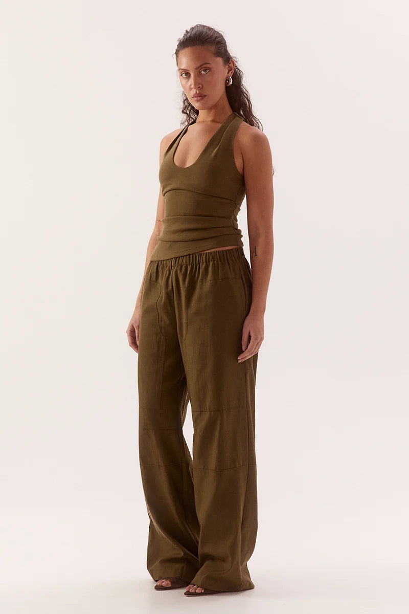 SOVERE Womens Lora Tank in Deep Khaki