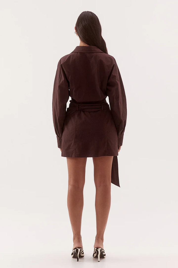 SOVERE Womens Marlowe Shirt Dress in Espresso