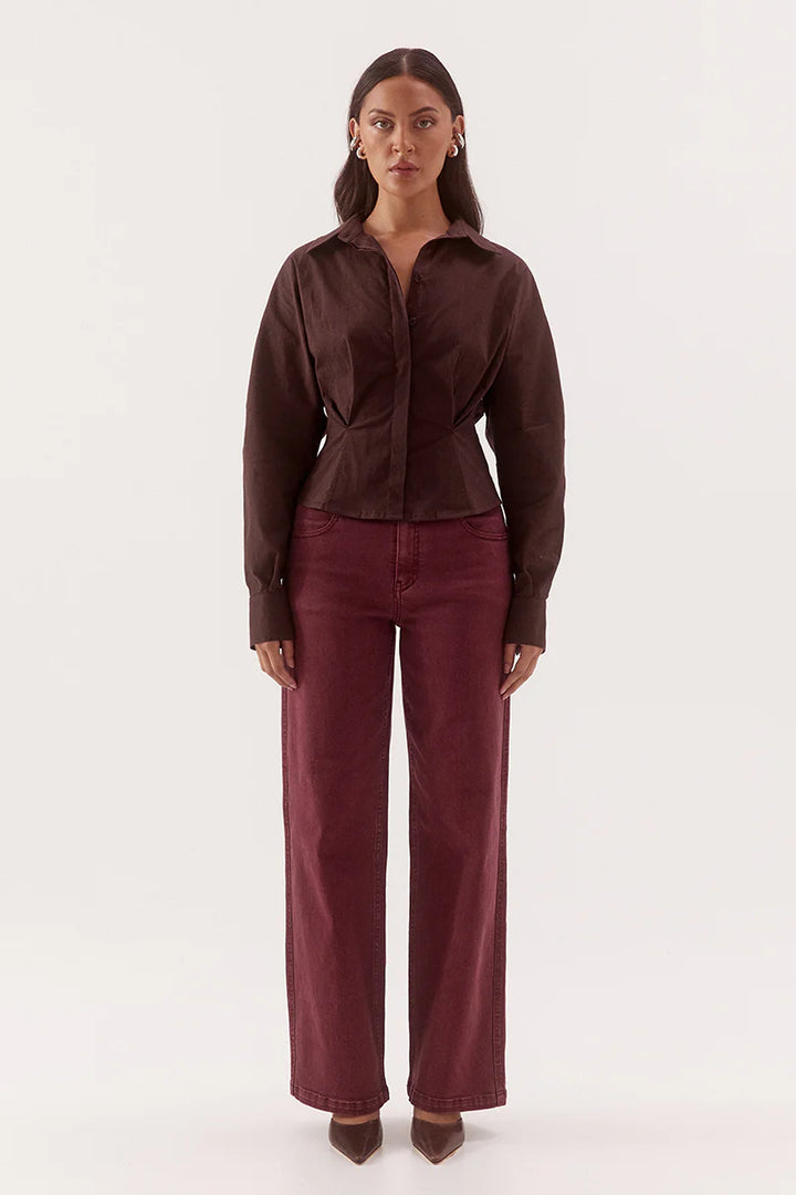 SOVERE Womens Marlowe Shirt in Espresso