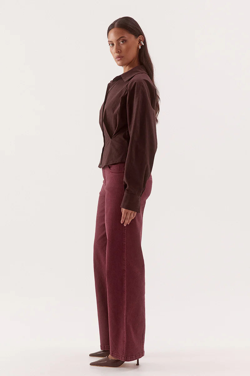 SOVERE Womens Marlowe Shirt in Espresso