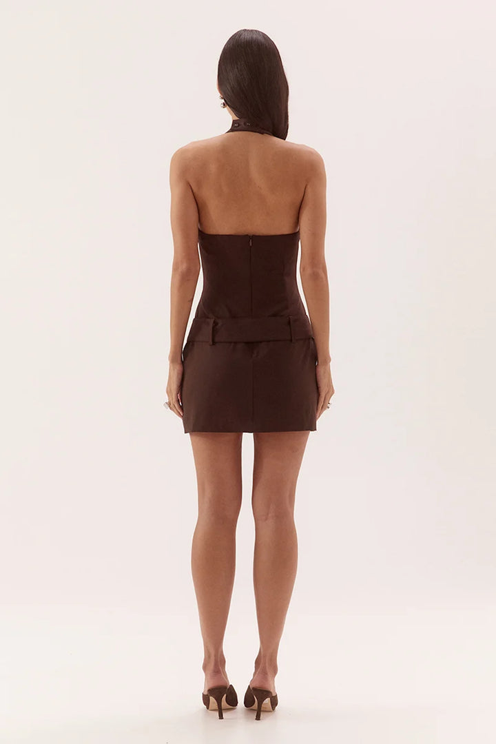 SOVERE Womens Sadie Mini Dress In Dark Chocolate