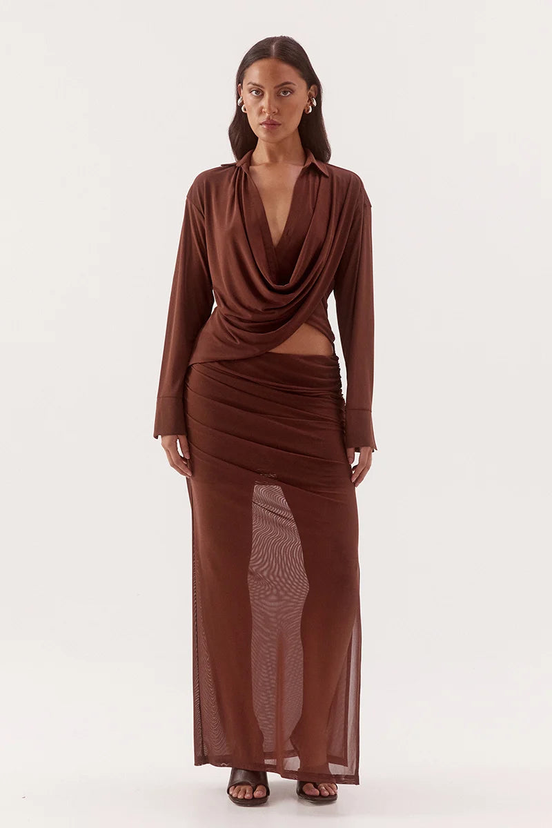 SOVERE Womens Selen Shirt in Mocha