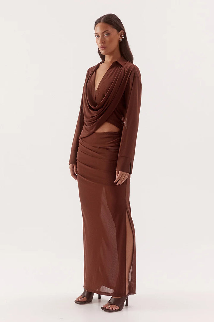 SOVERE Womens Selen Shirt in Mocha