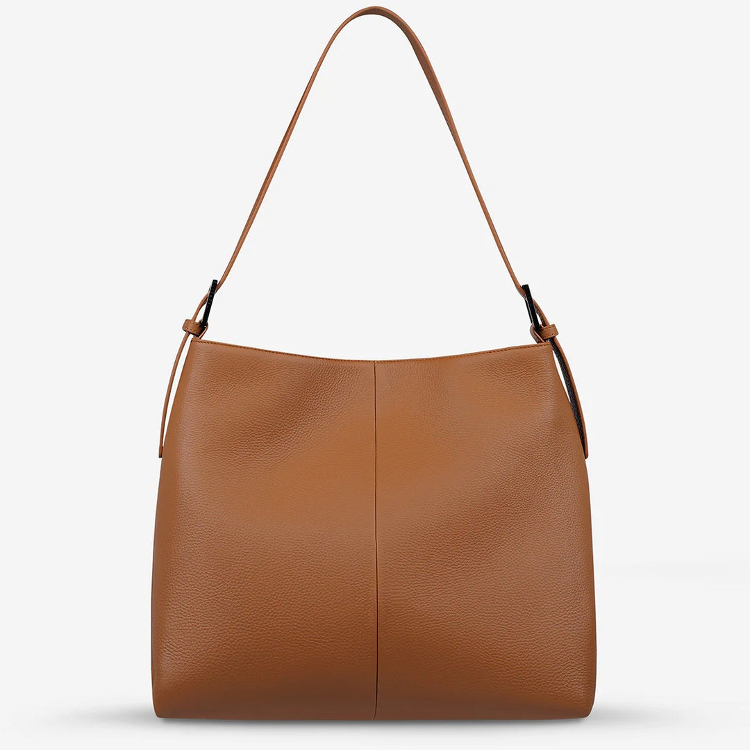 STATUS ANXIETY Womens Forget About It Leather Tote Bag - Camel, WOMENS BAGS & CLUTCHES, STATUS ANXIETY, Elwood 101