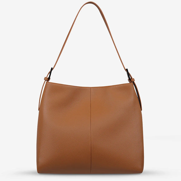STATUS ANXIETY Womens Forget About It Leather Tote Bag - Camel