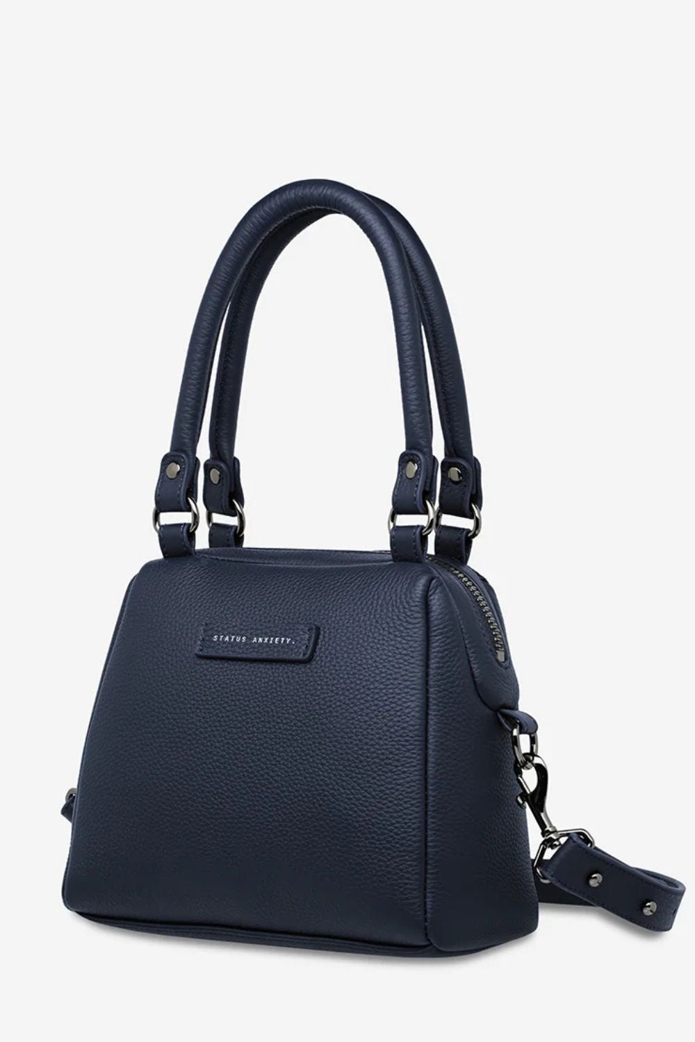 STATUS ANXIETY Womens Mini Mountains Leather Bag in Midnight Blue, WOMENS BAGS & CLUTCHES, STATUS ANXIETY, Elwood 101