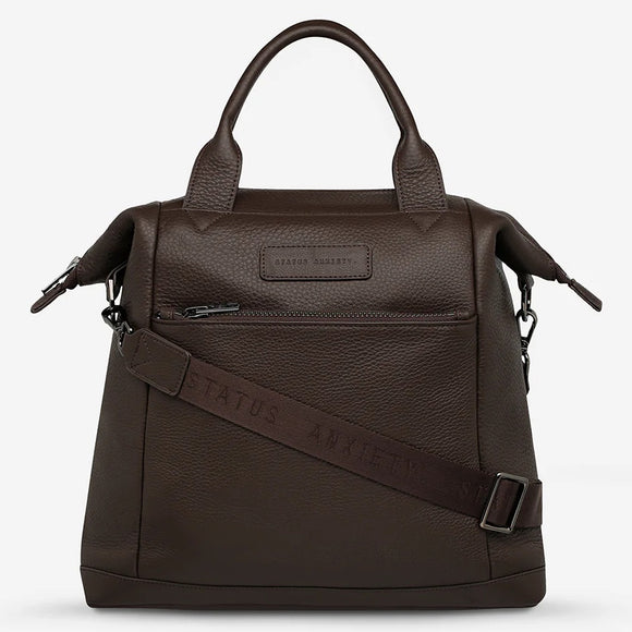 STATUS ANXIETY Womens Mini Waves Leather Backpack- Cocoa