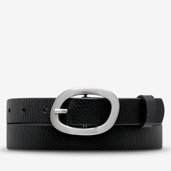 STATUS ANXIETY Womens Nocturne Leather Belt Black / Silver