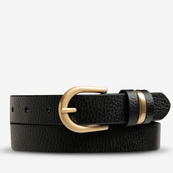 STATUS ANXIETY Womens Over And Over Leather Belt - Black/Gold, WOMENS BELTS, STATUS ANXIETY, Elwood 101