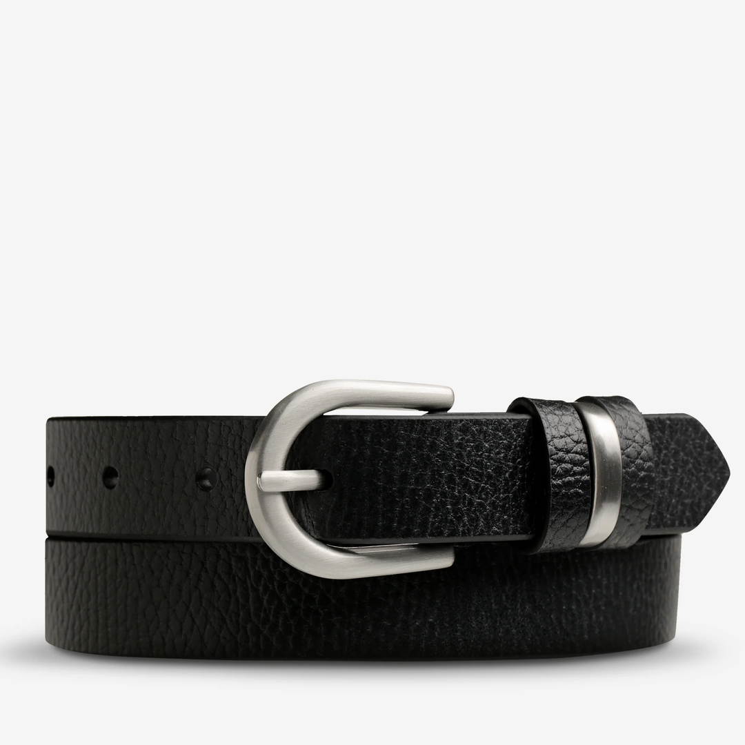 STATUS ANXIETY Womens Over And Over Leather Belt - Black/Silver, WOMENS BELTS, STATUS ANXIETY, Elwood 101