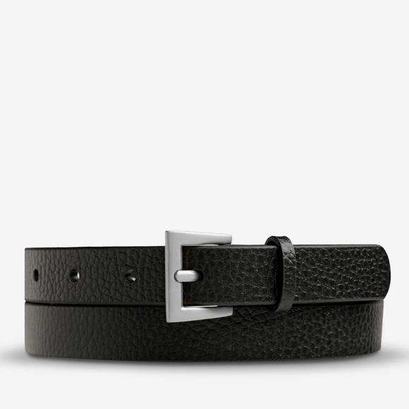 STATUS ANXIETY Womens Part Of Me Leather Belt - Black/ Silver, WOMENS BELTS, STATUS ANXIETY, Elwood 101