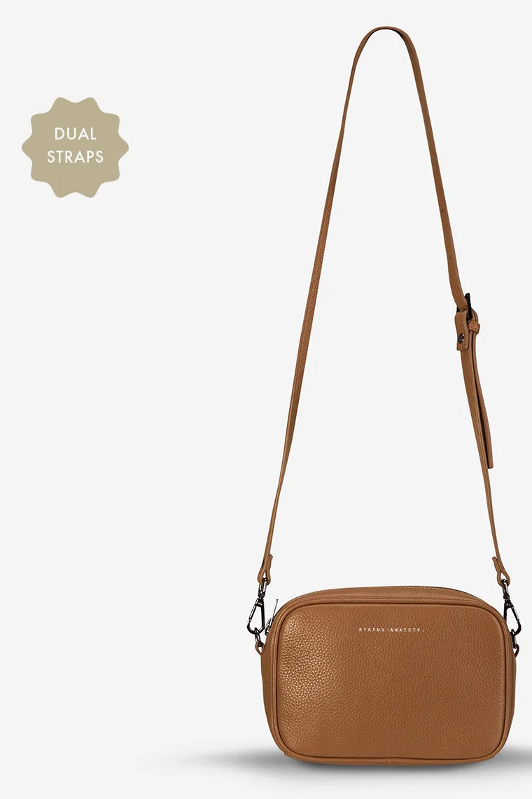STATUS ANXIETY Womens Plunder Leather Bag with Dual Strap in Camel, WOMENS BAGS & CLUTCHES, STATUS ANXIETY, Elwood 101