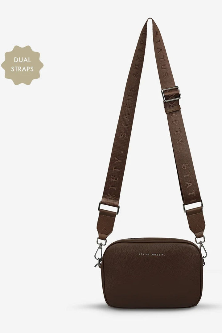 STATUS ANXIETY Womens Plunder Leather Bag with Dual Strap in Cocoa, WOMENS BAGS & CLUTCHES, STATUS ANXIETY, Elwood 101