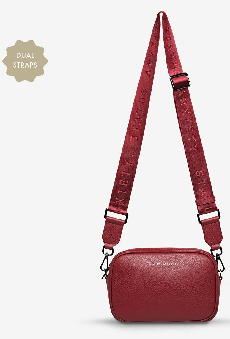 STATUS ANXIETY Womens Plunder Leather Bag with Dual Straps in Rouge, WOMENS BAGS & CLUTCHES, STATUS ANXIETY, Elwood 101