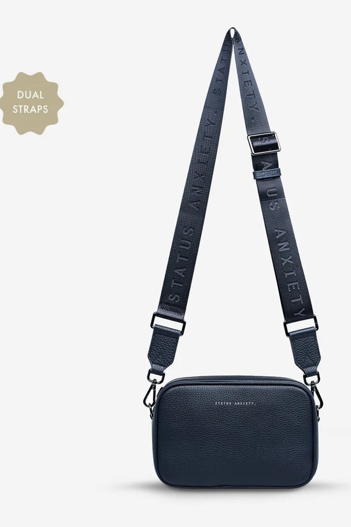 STATUS ANXIETY Womens Plunder Leather Bag with Dual Straps in Midnight Blue, WOMENS BAGS & CLUTCHES, STATUS ANXIETY, Elwood 101