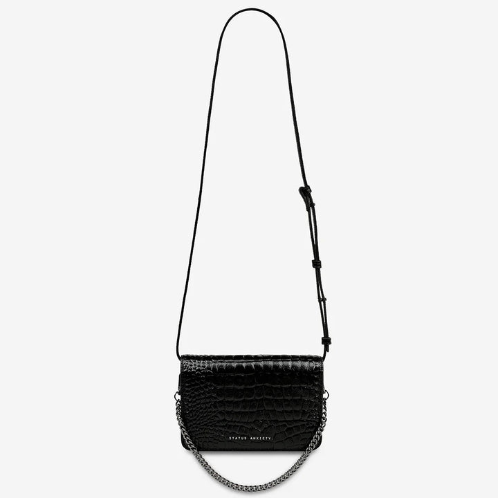 STATUS ANXIETY Womens She Burns Leather Bag - Black Croc Emboss, WOMENS BAGS & CLUTCHES, STATUS ANXIETY, Elwood 101