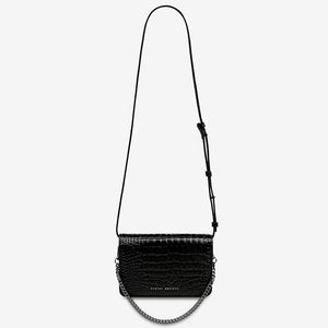 STATUS ANXIETY Womens She Burns Leather Bag - Black Croc Emboss
