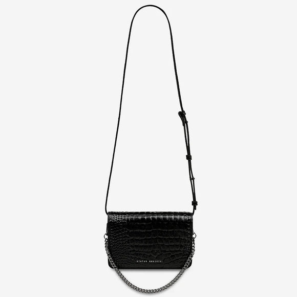 STATUS ANXIETY Womens She Burns Leather Bag - Black Croc Emboss