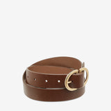 STATUS ANXIETY Womens In Reverse Leather Belt - Tan/Gold, WOMENS BELTS, STATUS ANXIETY, Elwood 101