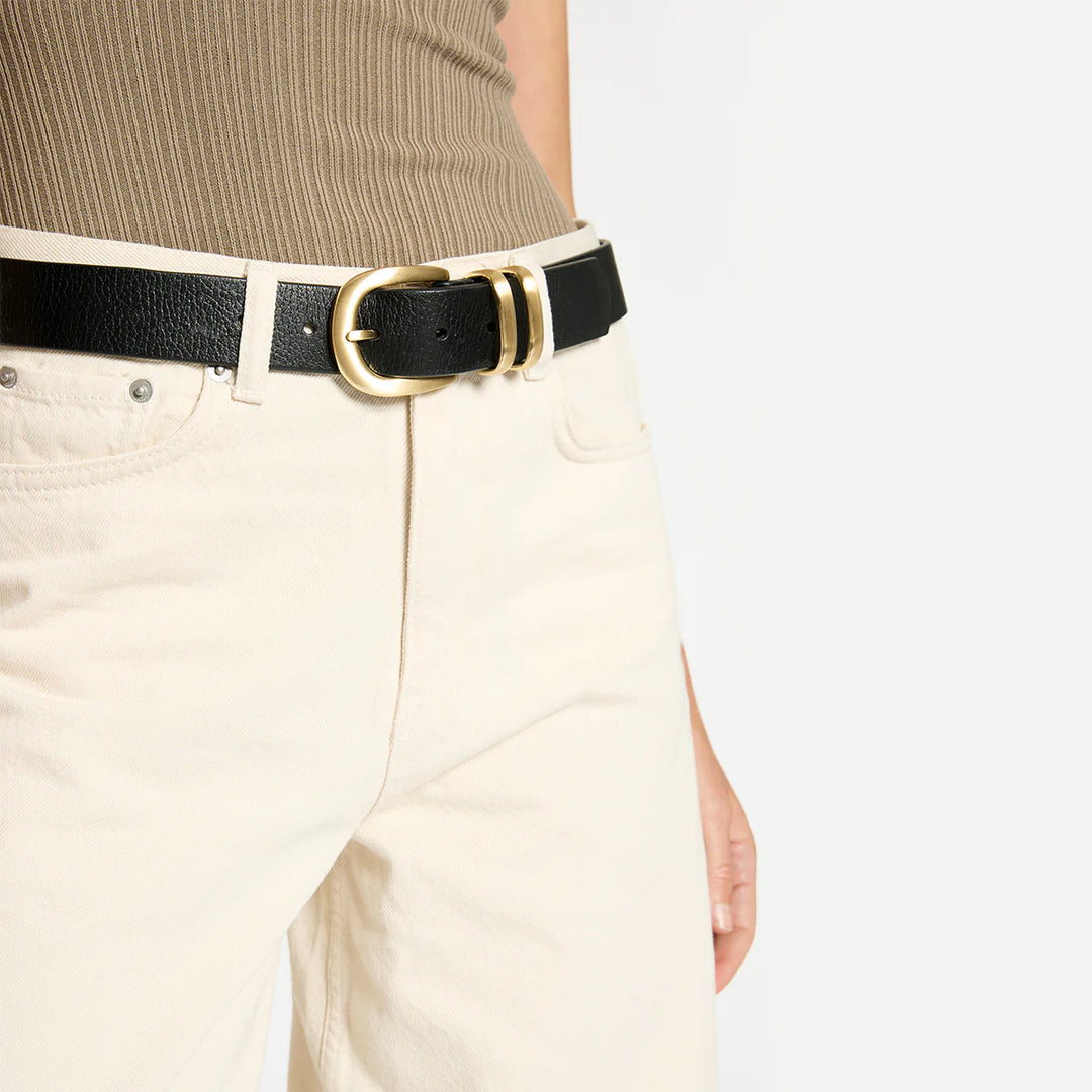 STATUS ANXIETY Womens Let It Be Leather Belt - Black/Gold, WOMENS BELTS, STATUS ANXIETY, Elwood 101