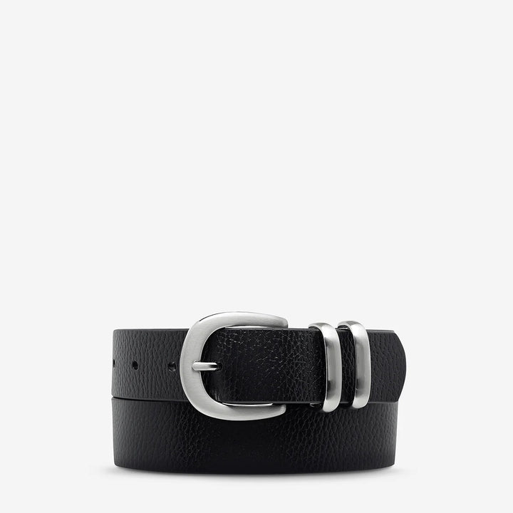 STATUS ANXIETY Womens Let It Be Leather Belt - Black/Silver, WOMENS BELTS, STATUS ANXIETY, Elwood 101