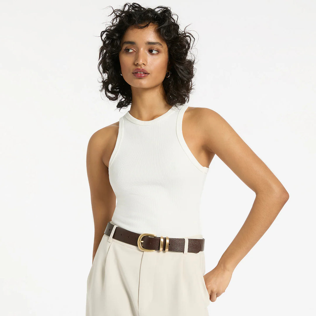 STATUS ANXIETY Womens Let It Be Leather Belt - Choc/Gold, WOMENS BELTS, STATUS ANXIETY, Elwood 101