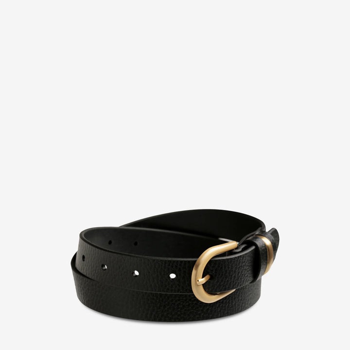 STATUS ANXIETY Womens Over And Over Leather Belt - Black/Gold, WOMENS BELTS, STATUS ANXIETY, Elwood 101