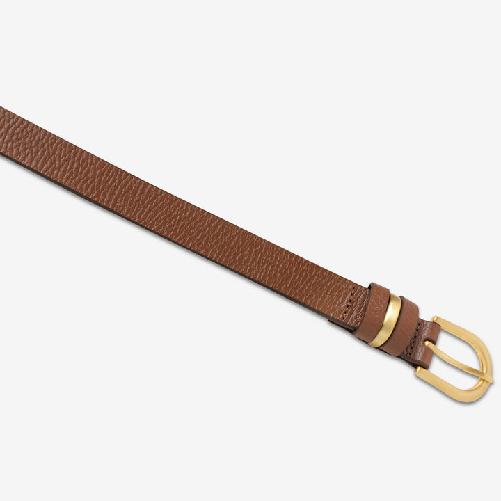 STATUS ANXIETY Womens Over And Over Leather Belt - Tan/ Gold, WOMENS BELTS, STATUS ANXIETY, Elwood 101