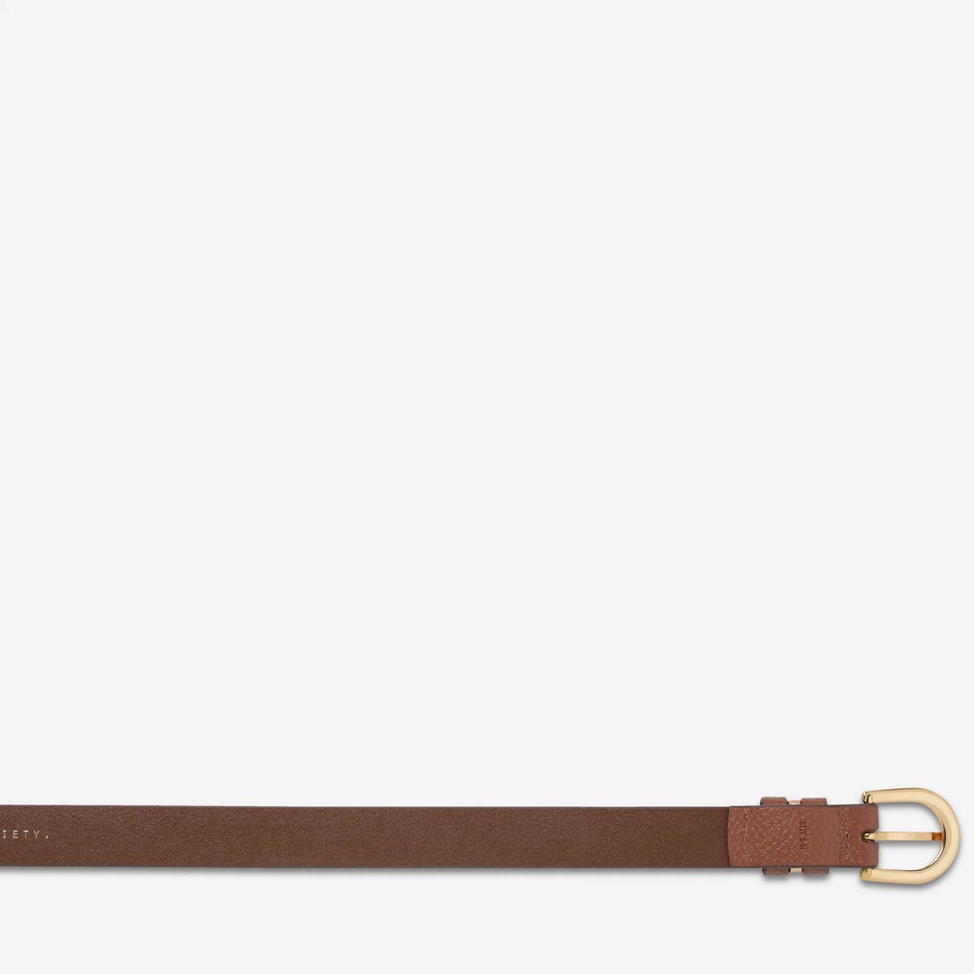 STATUS ANXIETY Womens Over And Over Leather Belt - Tan/ Gold, WOMENS BELTS, STATUS ANXIETY, Elwood 101