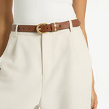 STATUS ANXIETY Womens Over And Over Leather Belt - Tan/ Gold, WOMENS BELTS, STATUS ANXIETY, Elwood 101