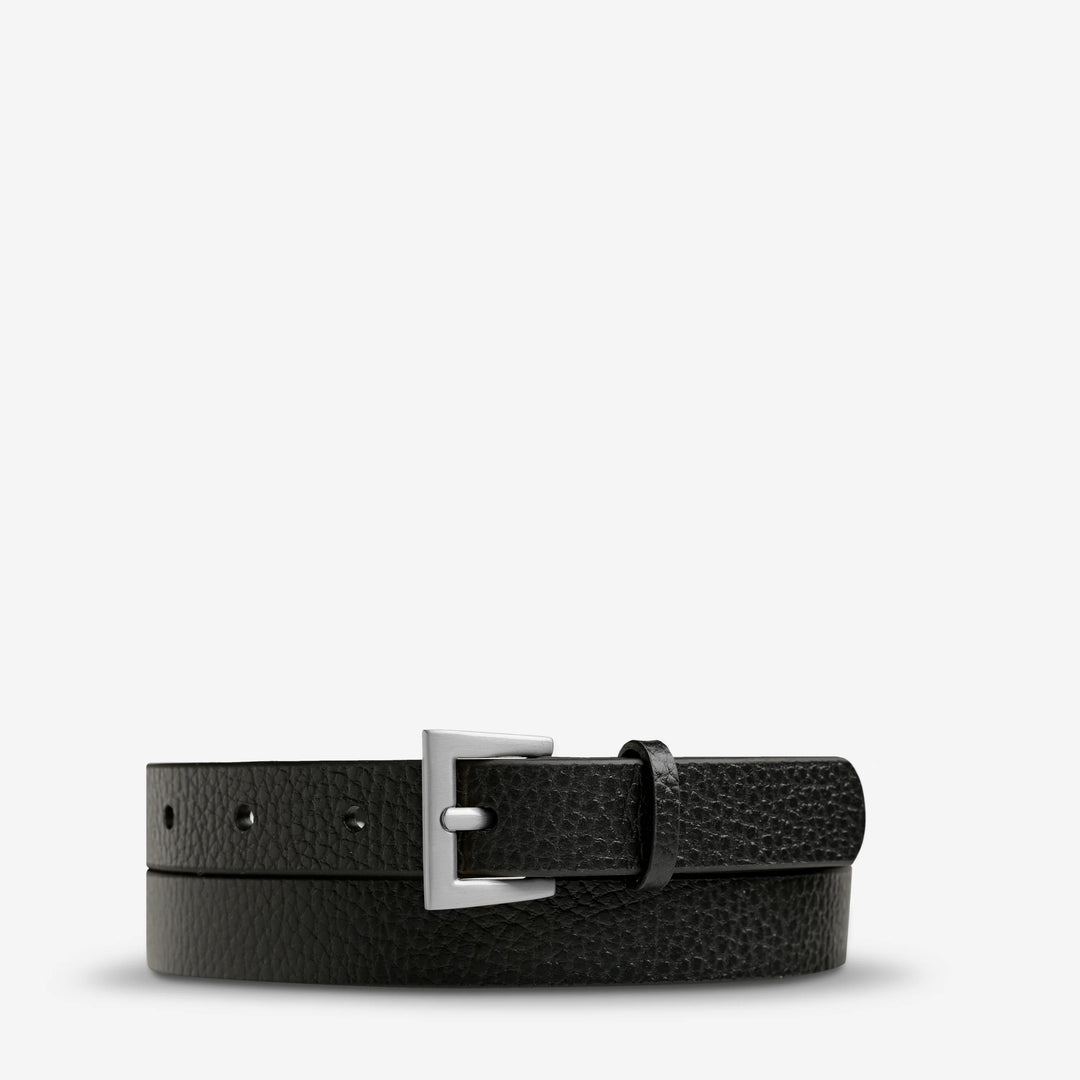 STATUS ANXIETY Womens Part Of Me Leather Belt - Black/ Silver, WOMENS BELTS, STATUS ANXIETY, Elwood 101