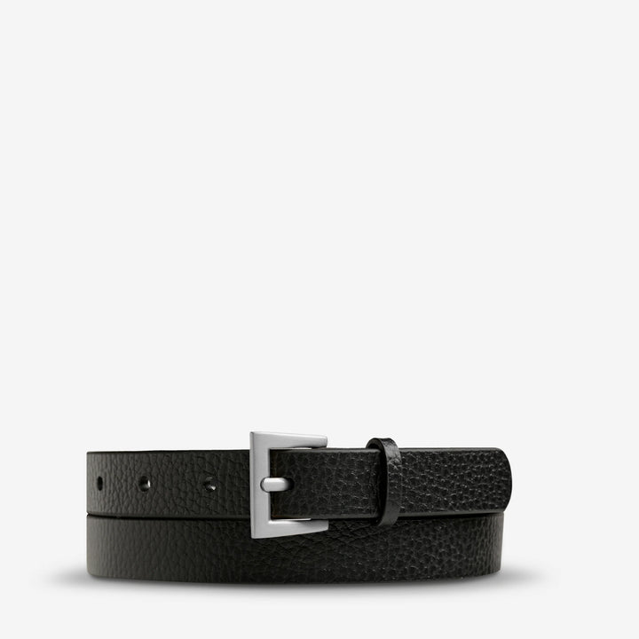 STATUS ANXIETY Womens Part Of Me Leather Belt - Black/ Silver, WOMENS BELTS, STATUS ANXIETY, Elwood 101