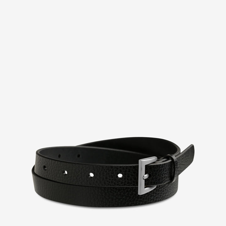STATUS ANXIETY Womens Part Of Me Leather Belt - Black/ Silver, WOMENS BELTS, STATUS ANXIETY, Elwood 101