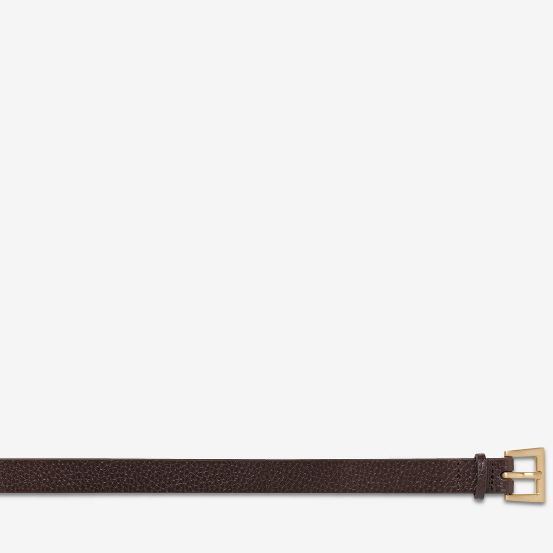 STATUS ANXIETY Womens Part Of Me Leather Belt - Choc/ Gold, WOMENS BELTS, STATUS ANXIETY, Elwood 101