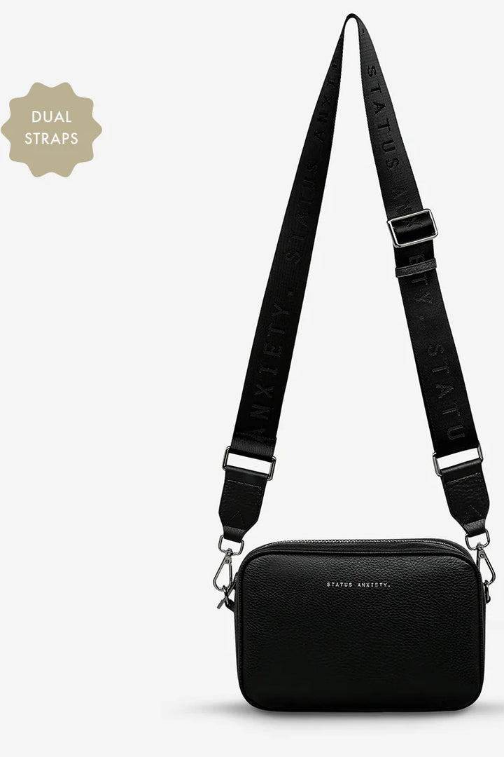 STATUS ANXIETY Womens Plunder Leather Bag with Bonus Dual Straps in Black