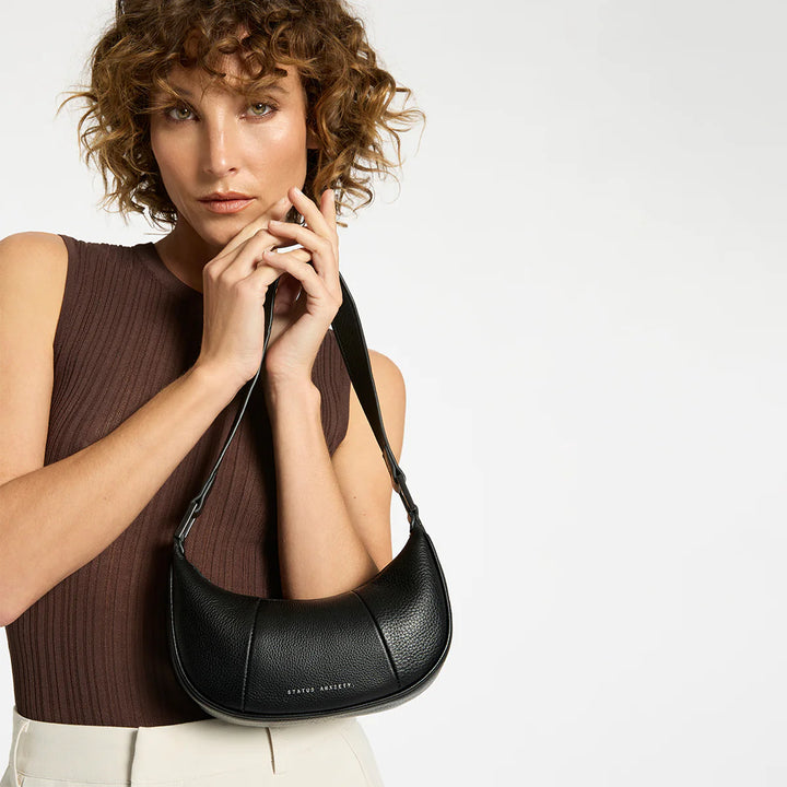 STATUS ANXIETY Womens Solus Leather Bag - Black, WOMENS BAGS & CLUTCHES, STATUS ANXIETY, Elwood 101