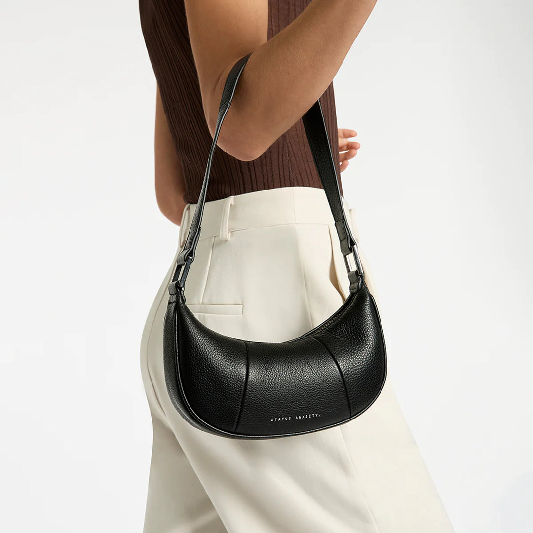 STATUS ANXIETY Womens Solus Leather Bag - Black, WOMENS BAGS & CLUTCHES, STATUS ANXIETY, Elwood 101