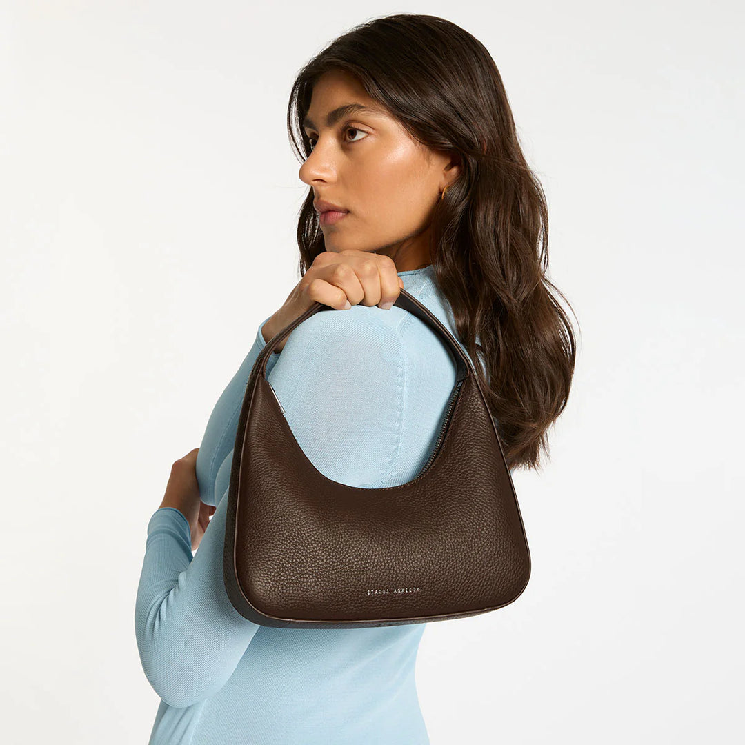 STATUS ANXIETY Womens Aurora Leather Bag - Cocoa, WOMENS BAGS & CLUTCHES, STATUS ANXIETY, Elwood 101