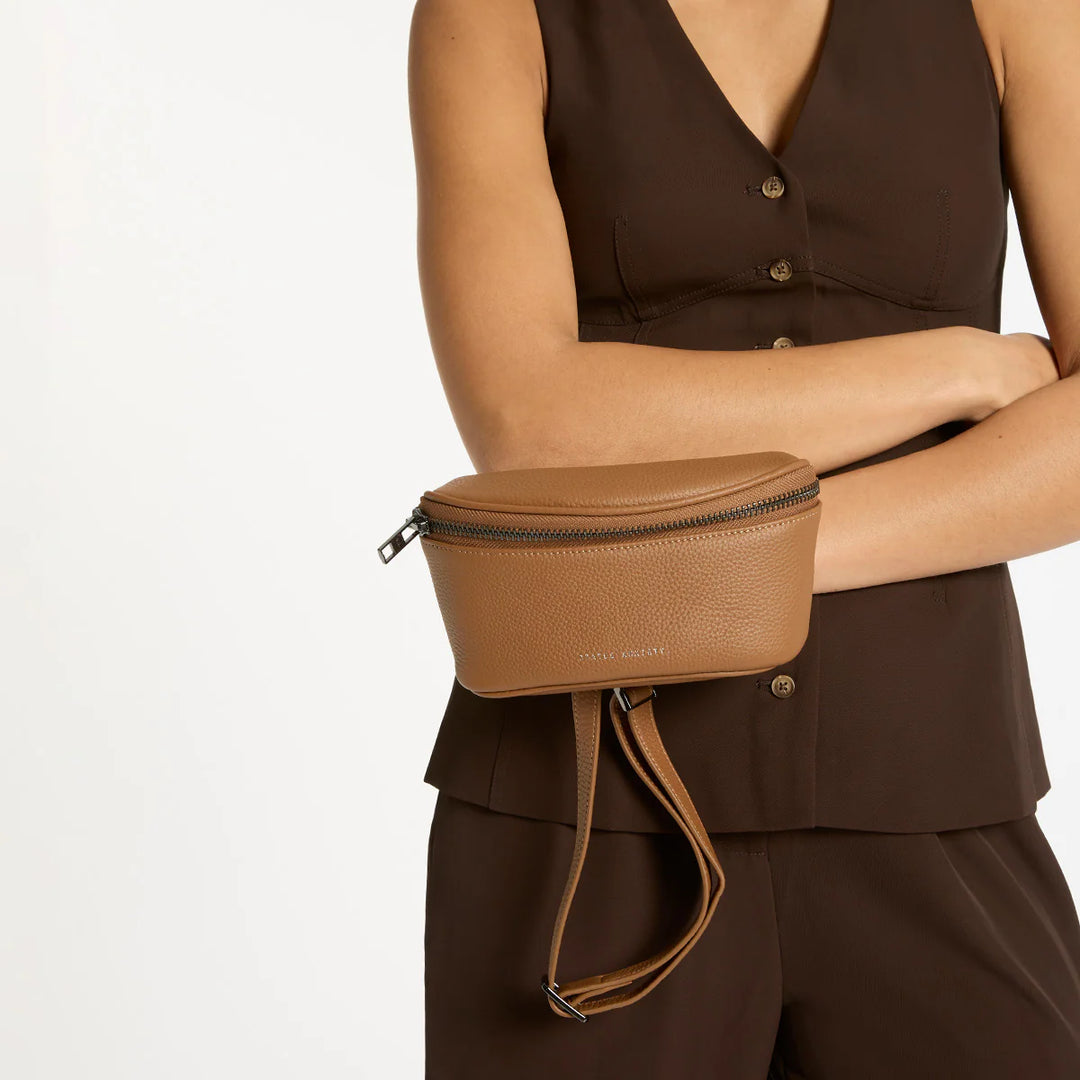 STATUS ANXIETY Womens Best Lies Leather Bum Bag in Camel