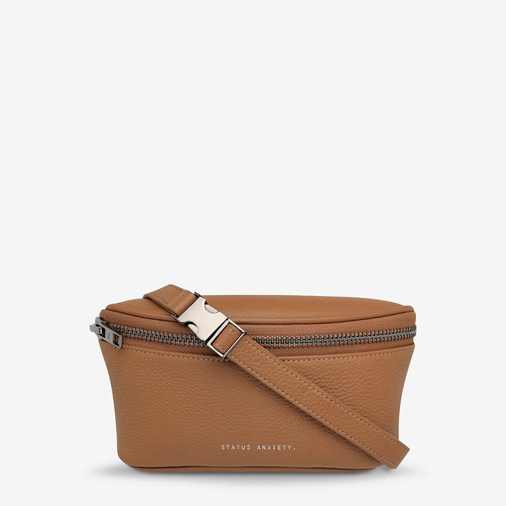 STATUS ANXIETY Womens Best Lies Leather Bum Bag in Camel
