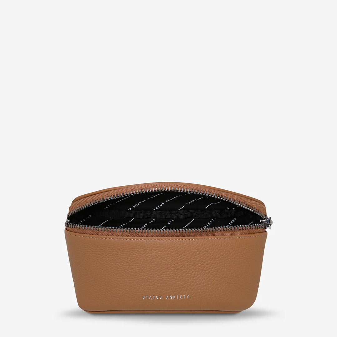 STATUS ANXIETY Womens Best Lies Leather Bum Bag in Camel