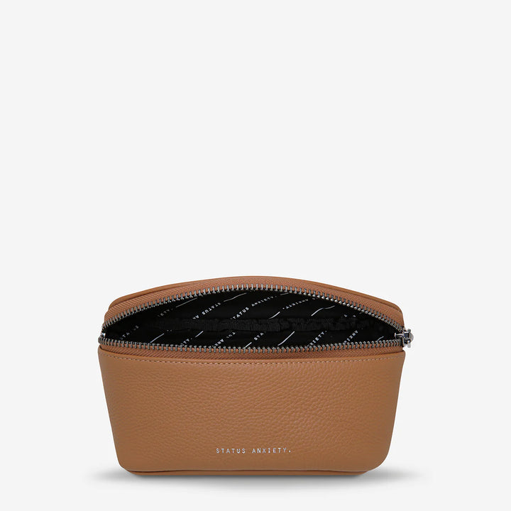 STATUS ANXIETY Womens Best Lies Leather Bum Bag in Camel