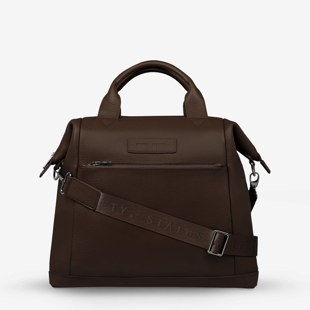 STATUS ANXIETY Womens Comes In Waves Leather Bag - Cocoa, WOMENS BAGS & CLUTCHES, STATUS ANXIETY, Elwood 101