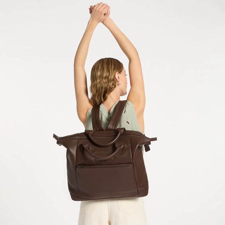 STATUS ANXIETY Womens Comes In Waves Leather Bag - Cocoa, WOMENS BAGS & CLUTCHES, STATUS ANXIETY, Elwood 101