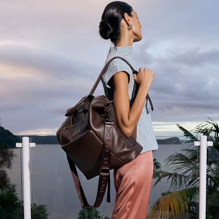STATUS ANXIETY Womens Comes In Waves Leather Bag - Cocoa, WOMENS BAGS & CLUTCHES, STATUS ANXIETY, Elwood 101