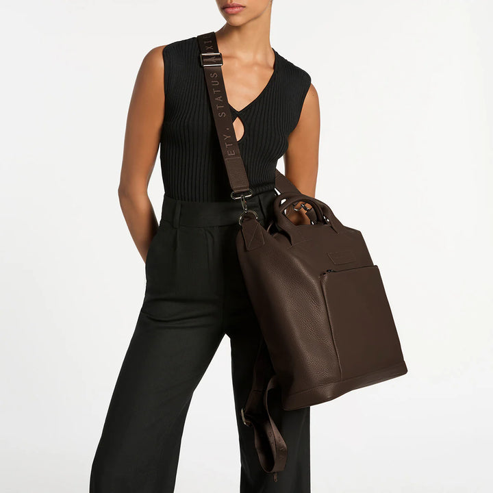 STATUS ANXIETY Womens Comes In Waves Leather Bag - Cocoa, WOMENS BAGS & CLUTCHES, STATUS ANXIETY, Elwood 101